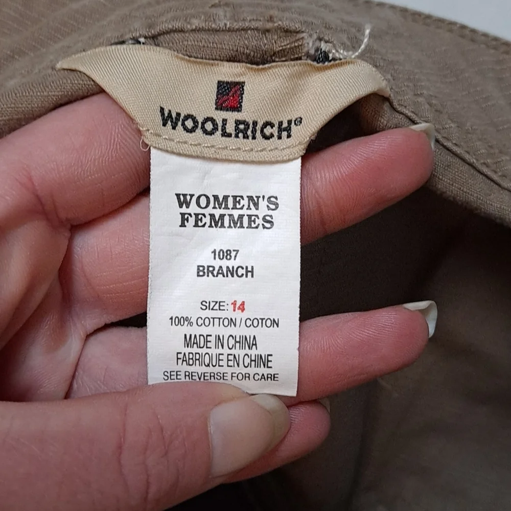 Woolrich Ripstop Cotton Khaki Outdoor Camping Work Wear Pants Size 14